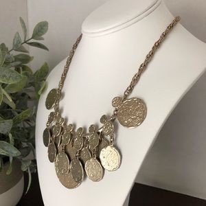 CHICO’S Statement Necklace Gold Coins Chain